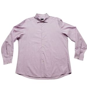 Ermenegildo Zegna Button Down Collar Shirt, XXL Pink Purple White